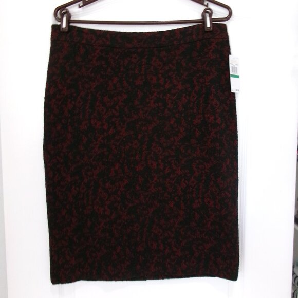 New Michael Kors Red and Black Textured Stretch Pencil Skirt L Large - Picture 3 of 9